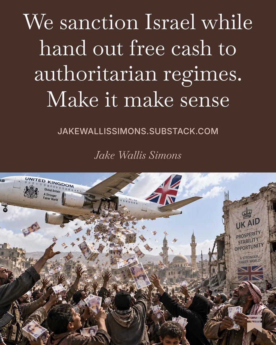 JakeWSimons's tweet photo. Let me get this straight. Britain has sanctioned an ally whose intelligence services have stopped attacks on British streets, damaging our own economy. Meanwhile, we go on posting cheques to some of the most corrupt and authoritarian regimes on the planet, several of which shelter the very people who would like to murder us.
Or am I missing something? Let’s take a look at where the billions of taxpayers’ money that we dole out overseas actually goes…
New post. Free to read! Link in first reply