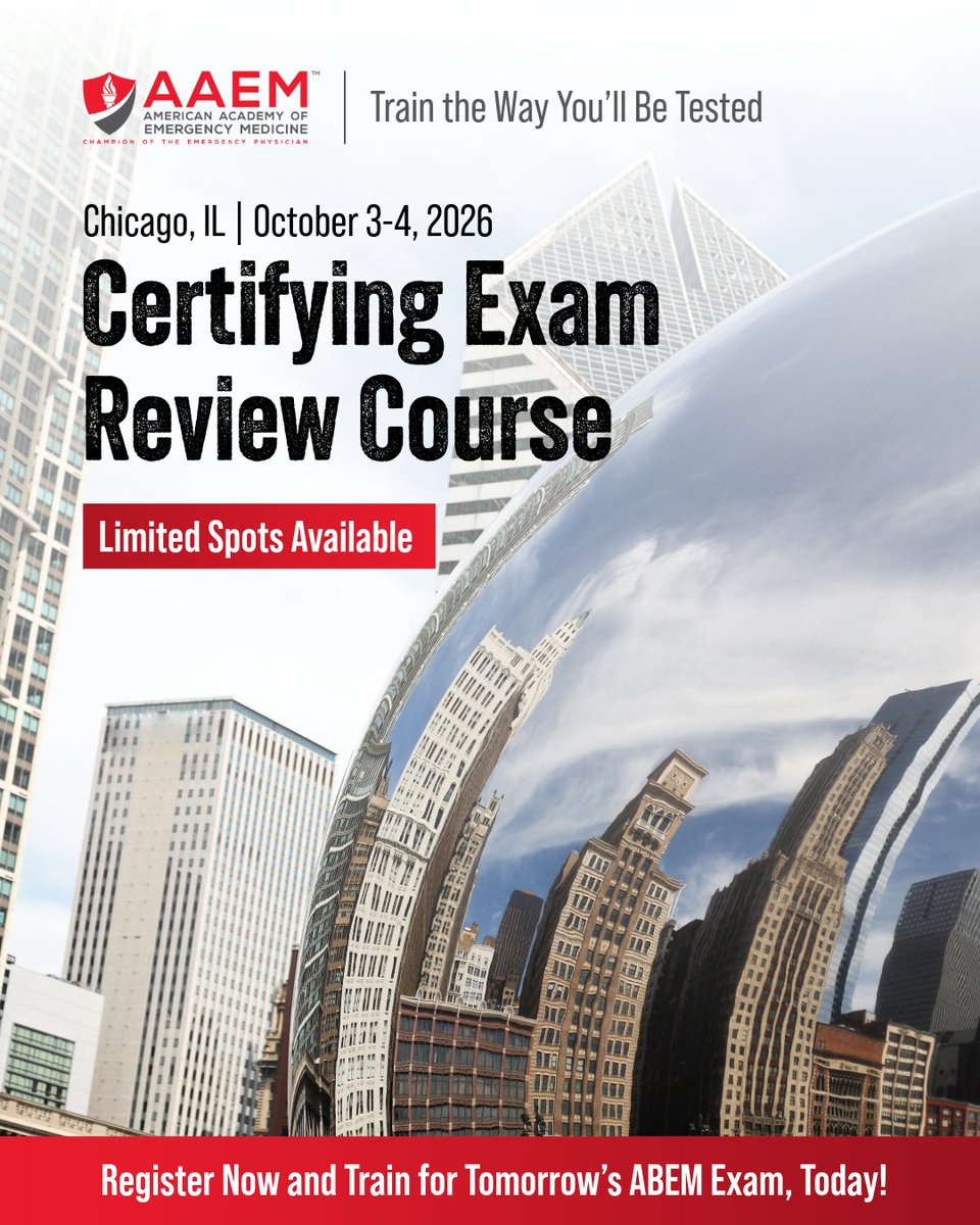 aaeminfo's tweet photo. ⏰ Chicago hotel discount ends Sept. 11! Join us for the Certifying Exam Review Course Oct. 3–4 and book your room before the rate expires.

Can’t make Chicago? Our final 2026 course is in Orlando, Oct. 17–18. 🏨 Hotel discount ends Sept. 19.

🔗 https://t.co/FRswZY8vs2 https://t.co/CH87krF6Qq