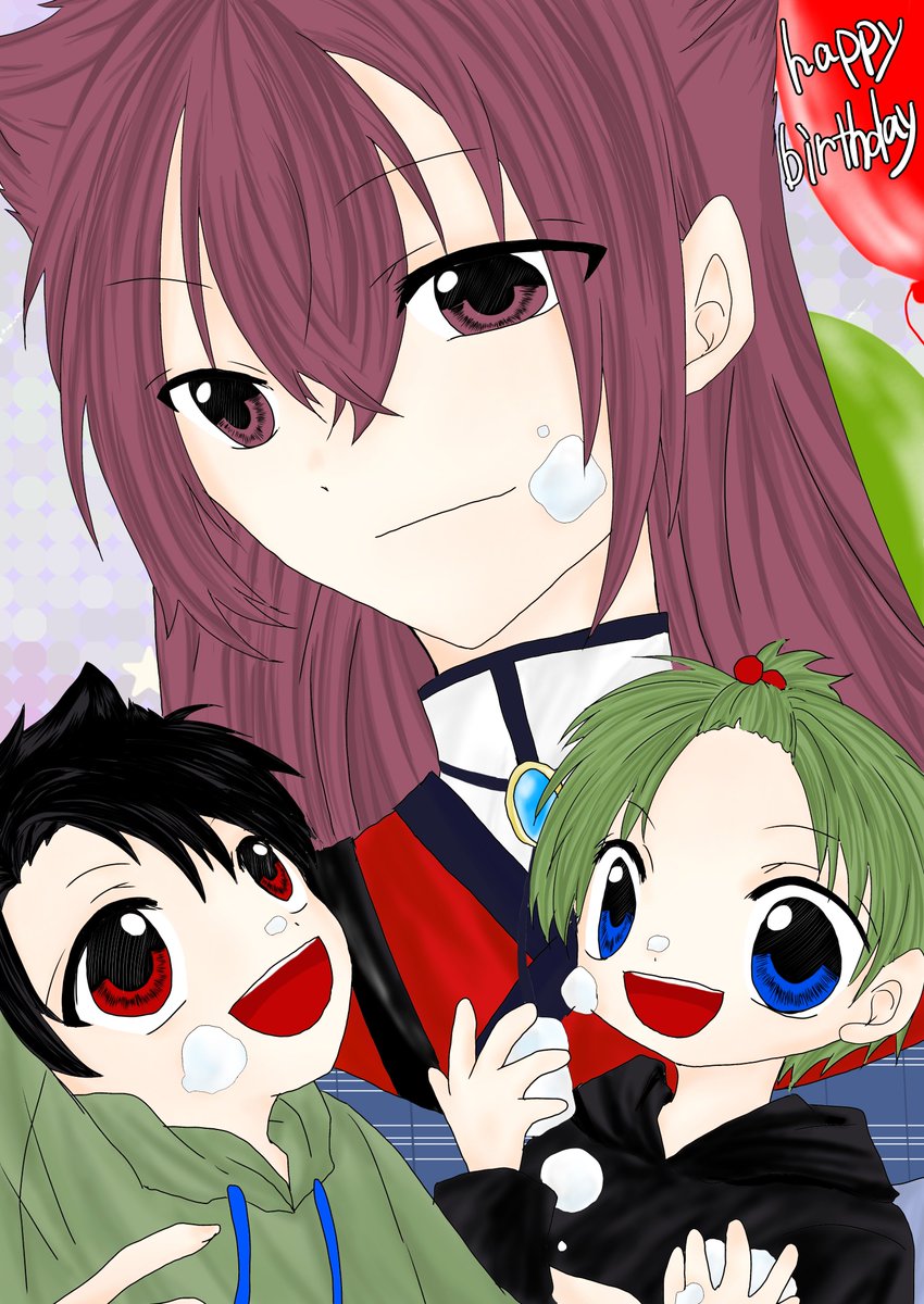 aoma5358's tweet photo. 大｢おめでとう、みどりさんっ｣
翠｢あぁ、ありがとう大地（きゅん）｣
縦｢ドッキリしっぱいやな…｣
翠｢縦人はあとで大事な話をしよう👹｣
縦｢あい｣
#ハンドレFA #塔翠 #塔翠生誕祭2026 
#HappyBirthday https://t.co/JVeJJjmTPb