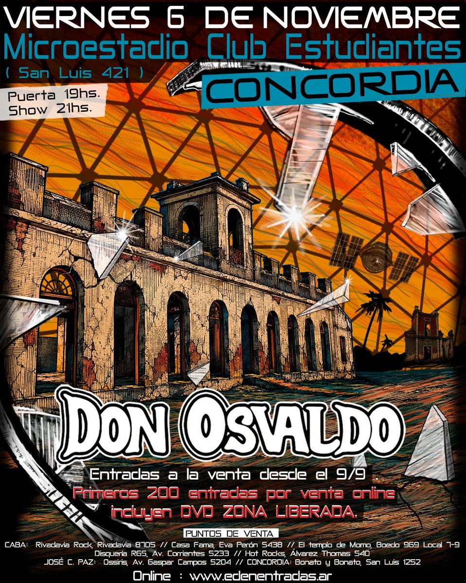 DonOsvaldoOf's tweet photo. Paraná y Concordia YA A LA VENTA en puntos físicos y por @edenentradas 

-Paraná:
https://t.co/cZxrsY8KzL

-Concordia:
https://t.co/hF73Na8PZh https://t.co/HuG1BevzF6