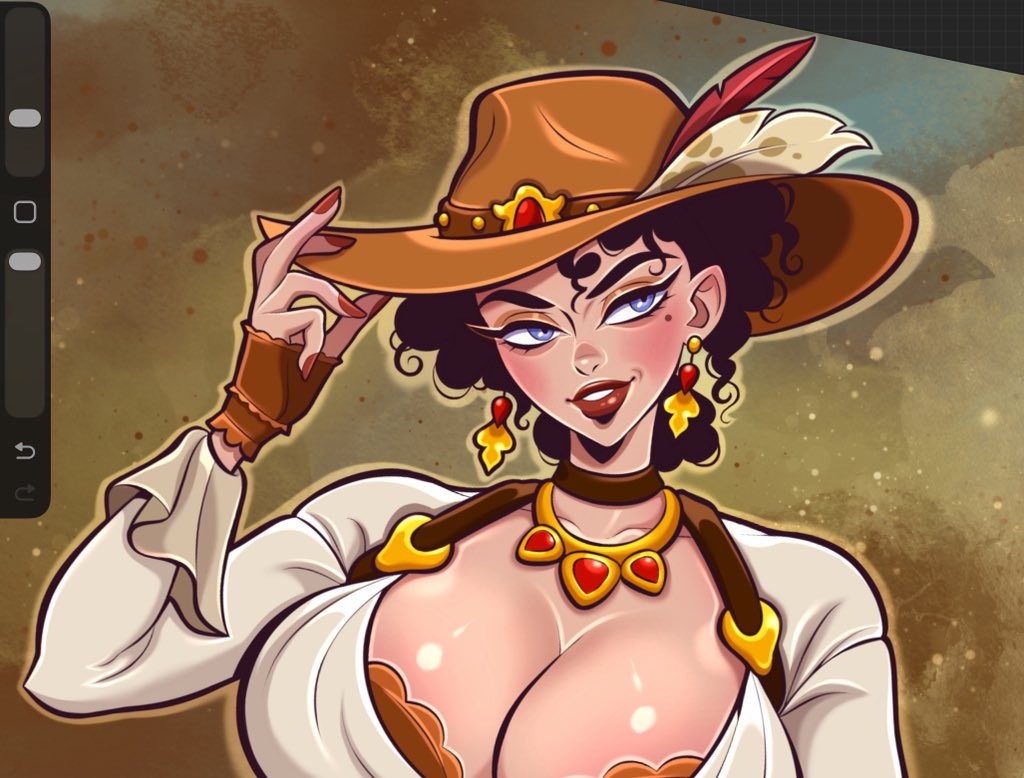 Whimsy_Quirk's tweet photo. Designing different women is probably my favorite thing. Can't wait for you to see this one’s full look later today. 👀 ✨

#wip #adoptable #characterdesign #wildwest https://t.co/AmG2KlYXIi