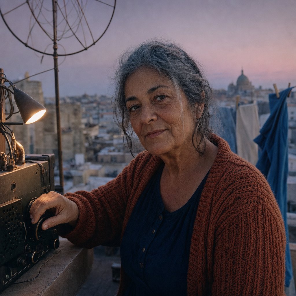 Rooftop Radio Portrait Before Sunrise