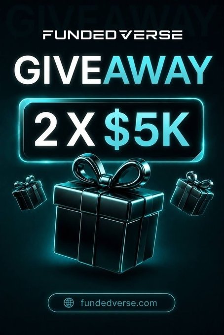 X_alphatrader's tweet photo. 2 x 5K FUNDED GIVEAWAY IS LIVE 🚨

We’re giving away 2 x $5,000 Funded Accounts of Funded Verse

✅ TO PARTICIPATE:
1️⃣Follow @FundedVerse , @X_alphatrader , @Traders_Ruler
2️⃣Like❤️,Repost🔁,Tag 3 friends
3️⃣Join Discord for next step : https://t.co/OejElpCrX6 https://t.co/S1NpkSECql