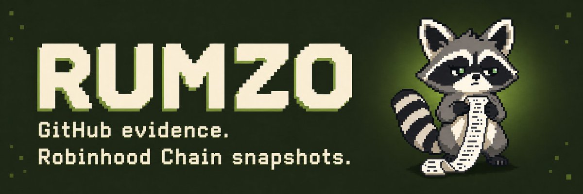 Nekt_0's tweet photo. How RUMZO works - the full technical flow!

1. YOU PROVIDE TWO PUBLIC INPUTS

Paste a token contract address on Robinhood Chain and the public GitHub repository associated with the project.

RUMZO validates both inputs before starting the inspection.

2. RUMZO PINS THE GITHUB REPOSITORY

A normal GitHub link can change at any moment.

RUMZO records the exact commit SHA used during the inspection. This creates a fixed reference to the version of the repository that existed at that time.

3. IT MAPS THE REPOSITORY

RUMZO reads the public file tree and separates files into clear groups:

• Source code
• Tests
• Documentation
• Configuration
• Generated or dependency files
• Other files
It also checks public manifests, declared launch scripts, the root README, recent commits and recently changed files.
The inspected project’s code is never executed.

4. IT CHECKS THE TOKEN–REPOSITORY CONNECTION

RUMZO looks for the submitted contract address inside the root README.
If the address is present, the receipt records that a public repository claim was found.

This is evidence of a published connection. It does not independently prove ownership.

5. IT READS ROBINHOOD CHAIN

RUMZO queries the contract through a Robinhood Chain RPC provider.

For supported pons v2 launches, it can record available public settings such as:

• Token name and symbol
• Launch phase
• Deployer and fee recipient
• Creator tax
• Base curve fee
• Pool hook fee
• Buyback setting
• Locker flag
• Opening-tax configuration

The values are recorded at a specific block, giving every receipt an exact on-chain reference.

6. UNKNOWN INFORMATION STAYS UNKNOWN

If GitHub, the RPC provider or an individual contract call does not return enough information, RUMZO marks that field as unavailable.

A missing response is never silently converted into 0, false or another guessed value.

7. RUMZO CREATES A TIMESTAMPED RECEIPT

GitHub evidence and on-chain observations are combined into one receipt containing:

• Observation time
• Pinned GitHub revision
• Recorded Robinhood Chain block
• File inventory
• Contract settings
• Direct source links
• Coverage warnings and limitations

8. THE RECEIPT STAYS WITH THE USER

On the website, receipts are stored locally in the visitor’s browser.
When RUMZO runs on your computer, receipts are stored locally in the .rumzo directory.
There is no shared database holding everyone’s inspection history.

9.  RETURN LATER AND COMPARE
Run another inspection later and RUMZO compares the new receipt with the previous one.

It separates changes across source code, tests, documentation, configuration and supported contract settings.

A change is reported only when both snapshots contain enough evidence to establish it.

10. EXPORT THE EVIDENCE

Every inspection can be downloaded as JSON or Markdown.

This makes the evidence portable, readable and easy to publish or archive.

11. NO WALLET IS REQUIRED

RUMZO uses public information.
There is no wallet connection, private key, signature or transaction path. It does not move funds or execute trades.

12. WHO RUMZO HELPS

Builders can show exactly what code and contract settings were public at a specific moment.

Communities can inspect the same sources, save the evidence and return later to verify what changed.

RUMZO provides receipts and direct source links. It does not issue safety scores, predict prices or endorse a token.

Website: https://t.co/7j17S5fvYw

GitHub: https://t.co/N3Kl6mT0Qi

CA: 0x6190f0cbd19af89469aeb782d3bbf0f3770c64e3
