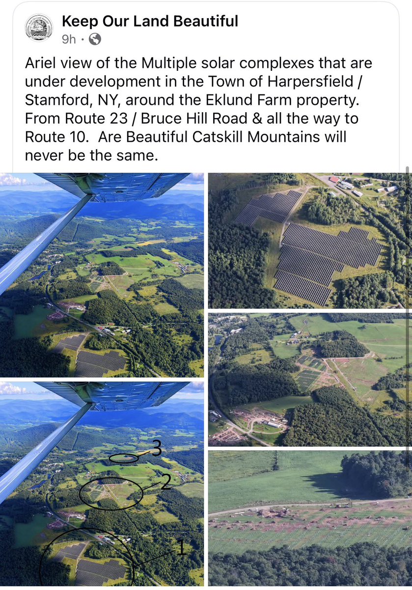 alex_fasulo's tweet photo. Upstate NY is littered with Chinese-made solar panels, enclosed by perimeter fencing that shuts out wildlife while bringing all surrounding property values down.

The solar and wind installation companies grabbed their green energy subsidies and credits. You will never see a single person "staffed" at these complexes. They don't create jobs... in fact, they destroy local economies. Retail, tourism, agriculture, history, and viewsheds are all ruined while we continue to hand our best farmland and designated habitats to corporations (most of which are foreign) that lock the land into 35+ year leases.

The leases will outlive the landowners. The leases will also outlive the panel lifespans.

Why do they need our land for almost four-decades? This is a question everyone should start asking themselves.

We're only going to get one chance to defend New York State's land. The wildlife is begging us to do so before it's too late.