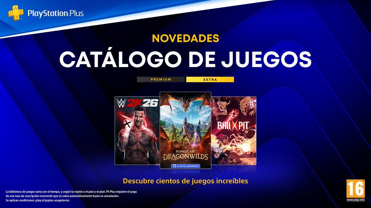 PSPlusES's tweet photo. Descubre la actualización de catálogo de SEPTIEMBRE en #PlayStationPlus EXTRA y PREMIUM:
🥊WWE 2K26
🐲RuneScape: Dragonwilds - ¡Disponible desde el día de lanzamiento!
💥Ball x Pit
💕Date Everything!
👹Slitterhead
🥷Ninja Gaiden: Ragebound
¡Y mucho más! https://t.co/kCI2s8cOlK https://t.co/acc30mhx0Z