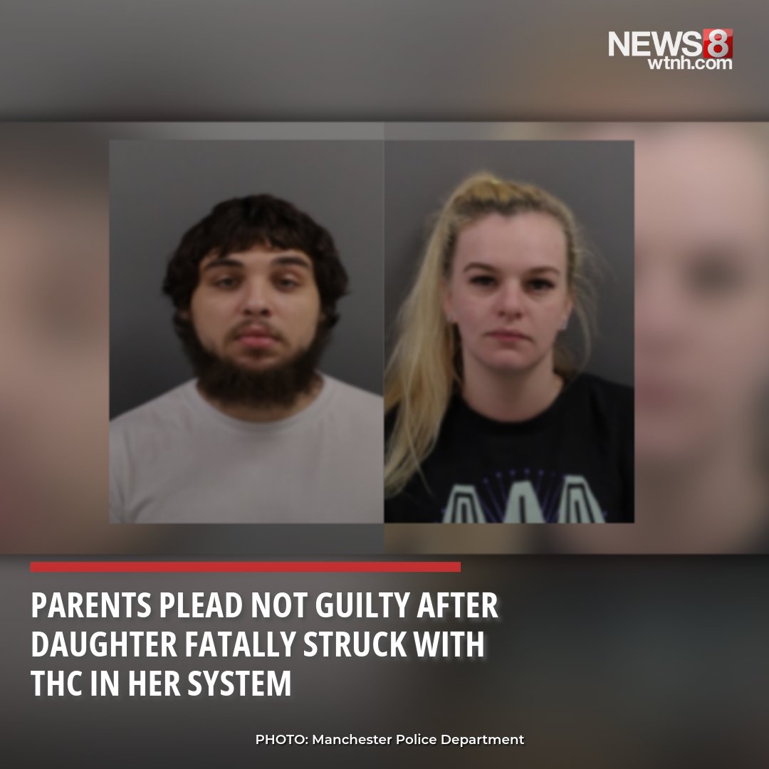 WTNH's tweet photo. The parents of a 4-year-old who allegedly had THC in her system when she was struck and killed in Manchester pleaded not guilty to related charges in Hartford court Wednesday. https://t.co/f5XnUEdhke https://t.co/vPfxtPc6o4