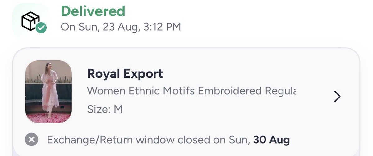 7ca752b64d01400's tweet photo. @MyntraSupport Here today’s update.return is not showing . I will keep you updated till this gets picked up. I am literally frustrated now. https://t.co/7GpG1NXXbL