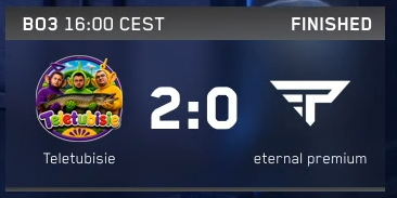 TeletubisieCS's tweet photo. Wygrywamy 2-0 tego typu
Chuj wie kiedy ale zagramy mecz o wyjscie do glownej fazy turnieju gdzie bedziemy miec znowu hltv https://t.co/j2P4YIhnMD