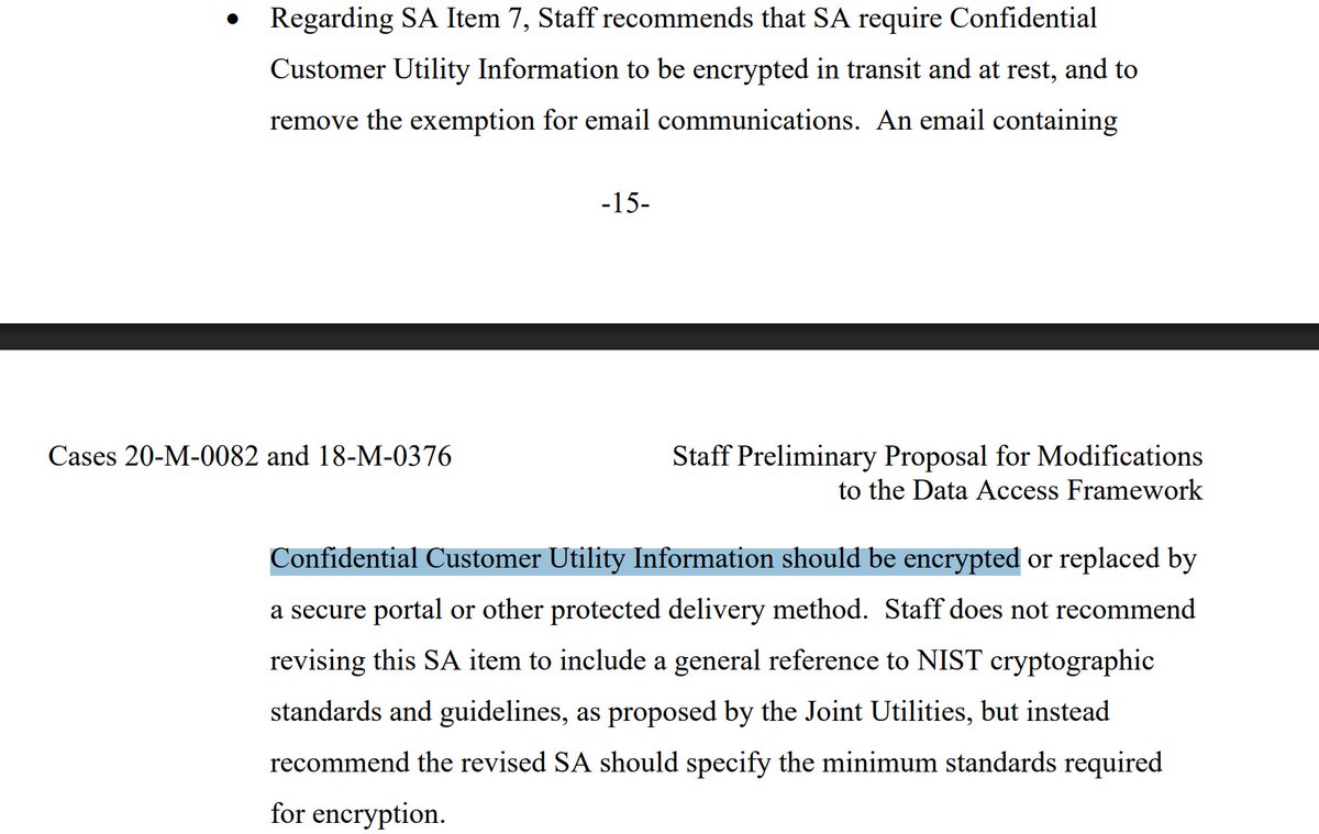 mission_data's tweet photo. New York DPS Staff proposal would prohibit utility account managers from emailing billing data to schools, hospitals, large real estate, etc. and replacing that with "secure portals."

Show us the evidence of a SINGLE privacy harm caused by email communication in this way. https://t.co/blWLZlVOQV