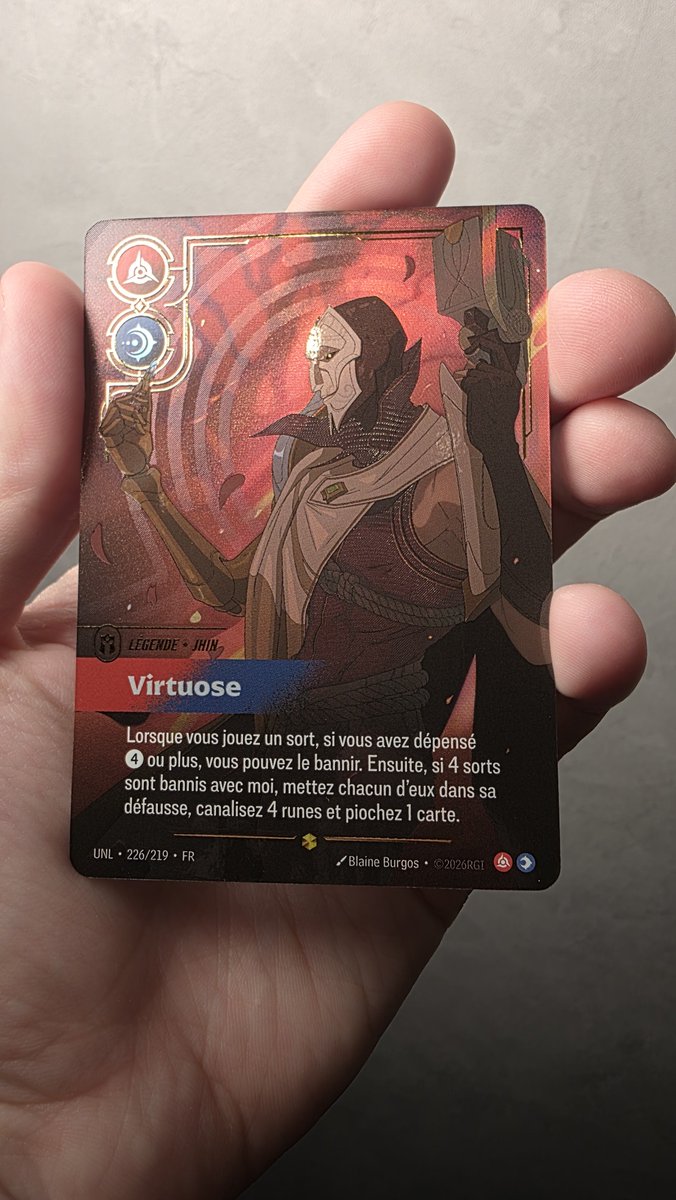 AlexLockheart's tweet photo. J'ai ENFIN eu ma première overnumbered sur riftbound dans un booster au pif haha

Ça tombe sur le Jhin, on va croiser les doigts pour en trouver d'autres 🙏🏻 https://t.co/5LM3z9ms3w