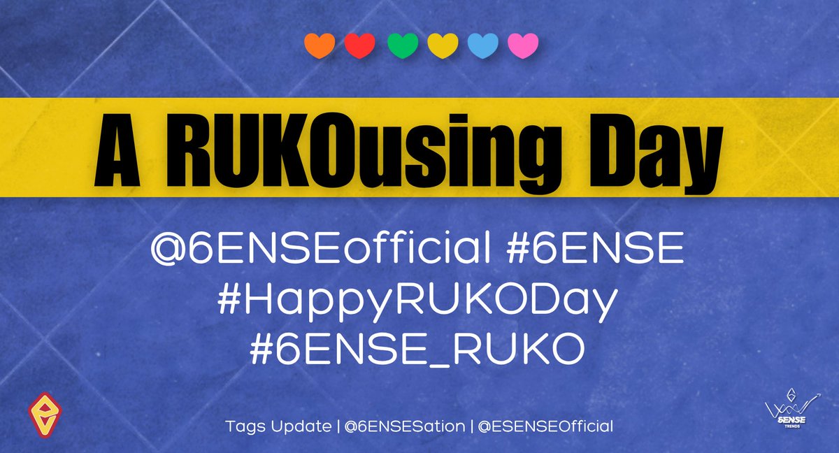 6ENSESATION's tweet photo. ❗️YOOHOO ESENSE, TAG UPDATE ❗️

IT’S RUKO DAY! 🥳

Let’s make Ruko smile — drop your sweetest, funniest, or most heartfelt birthday message and let’s flood Ruko with birthday love! 💛

•UPDATED HASHTAGS•
A RUKOusing Day
@6ENSEofficial #6ENSE
#HappyRUKODay 
#6ENSE_RUKO https://t.co/ghFUux9fid