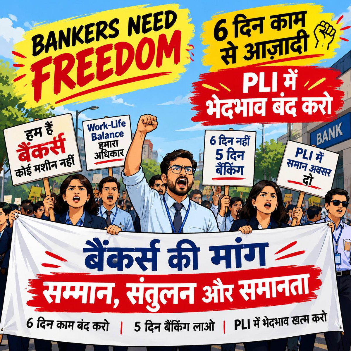 union4raman's tweet photo. Seedhi Baat
Azadi 6 days working se
Azadi PLI discrimination se
#UFBU #Bankstrike #PLIDiscrimination #5daysweek https://t.co/wImeWLvejc