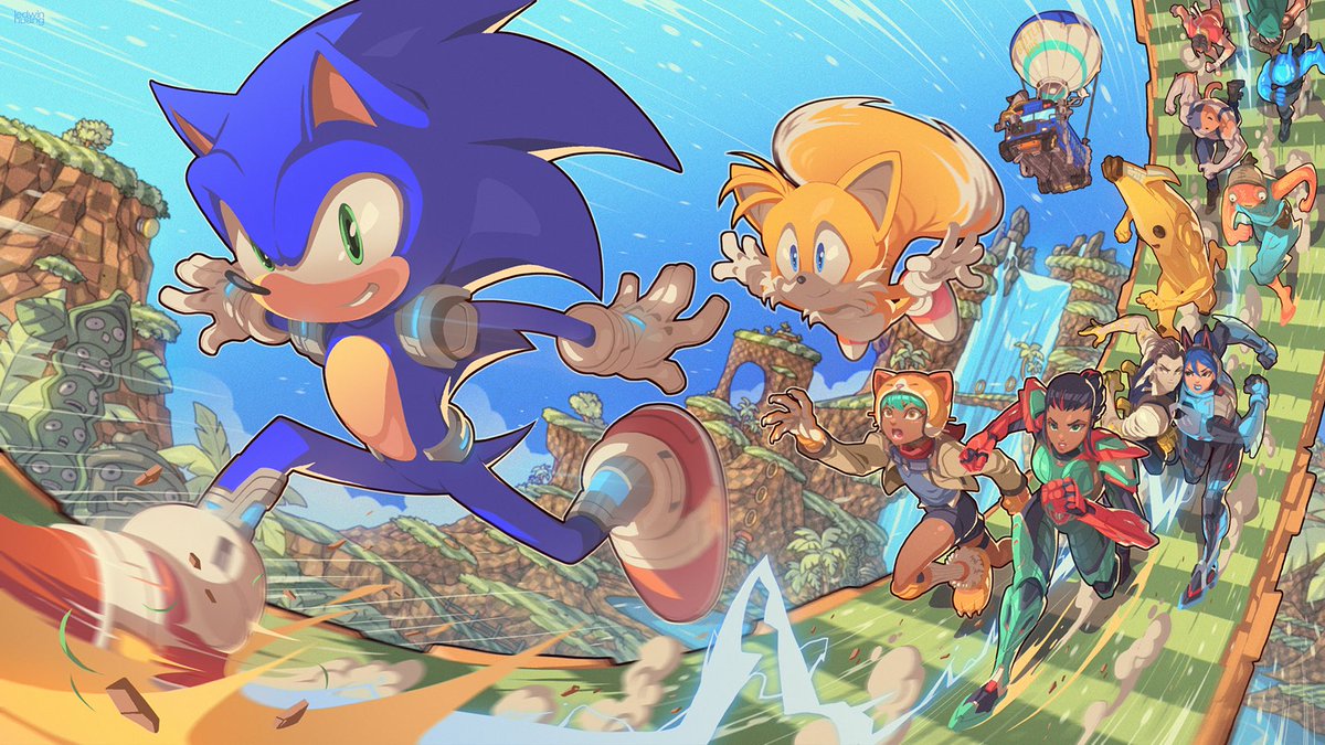 ironpinky's tweet photo. Thank you, Epic Games and Sega for the opportunity of a lifetime to draw the Sonic loading screen for Fortnite.

Sorry for drawing the arms blue. It was 100% my mistake! I did a quick edit. Check the comments section for tan arms version #fortnite #epicgames #sonicthehedgehog https://t.co/rRhacNGYkc