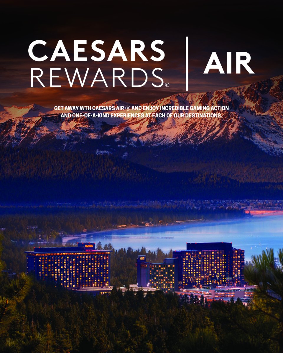 HarrahsTahoe's tweet photo. 🎰 Jackpots by the Lake ✈️ This December, pair dazzling winter landscapes with exciting gaming, world-class dining, and entertainment that shines long after sunset.

Learn more: https://t.co/r8qlETjgPb https://t.co/LSig2flPVB