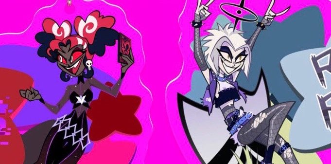 radioecho17's tweet photo. VELVETTE AND LUTE GOT NEW HAIR THIS IS NOT A DRILL #Hazbin https://t.co/3eAXcePYfU