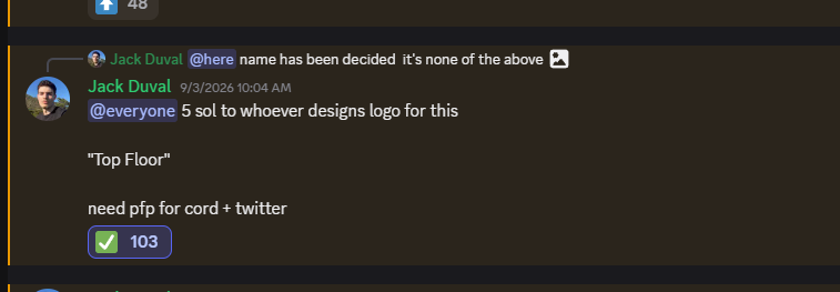 Trenchclipping's tweet photo. @jackduval @vibed333  can you pay me for the work I did for top floor? I created the logo of your discord. ticket #44 on discord. https://t.co/XczR2V7Nfb