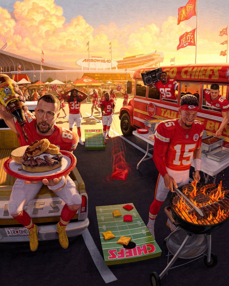 Chiefs's tweet photo. Firing up the grills for MNF 🔥 https://t.co/722z5frpyX