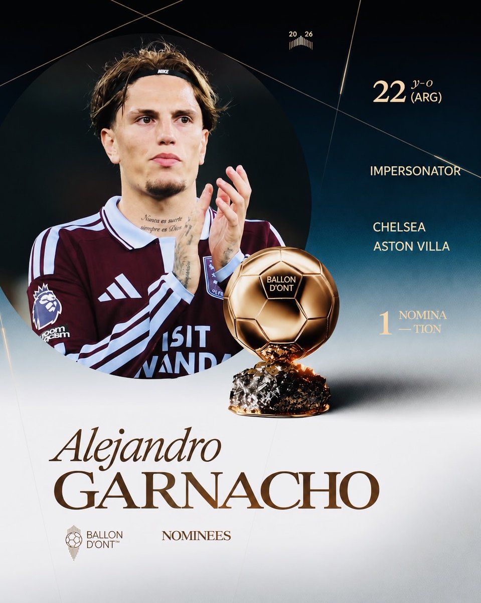 TheHateCentral2's tweet photo. Nominated for the 2026 Ballon d’Ont ⬇️

Alejandro Garnacho  
@ChelseaFC 
@AstonVilla 

#ballondont https://t.co/INN3C6hjou