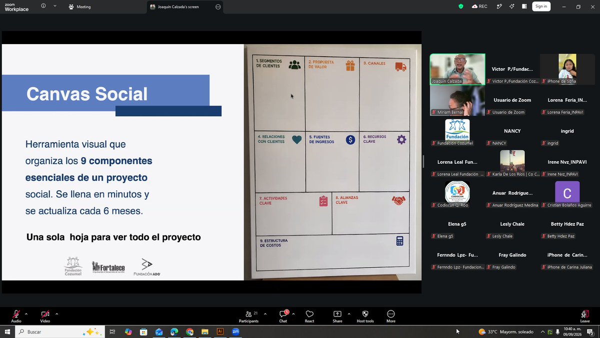 fccozumel's tweet photo. iniciamos por segunda ocasión el curso-taller en línea: Proyectos con Impacto: Diseño y Evaluación con el Modelo Canvas, impartido por Joaquín Calzada, Consultor Experto.
Capacitación 9 y 10 de septiembre en alianza con @FortaleceOSC y apoyo de @FundacionADO https://t.co/fzJMS4cqER