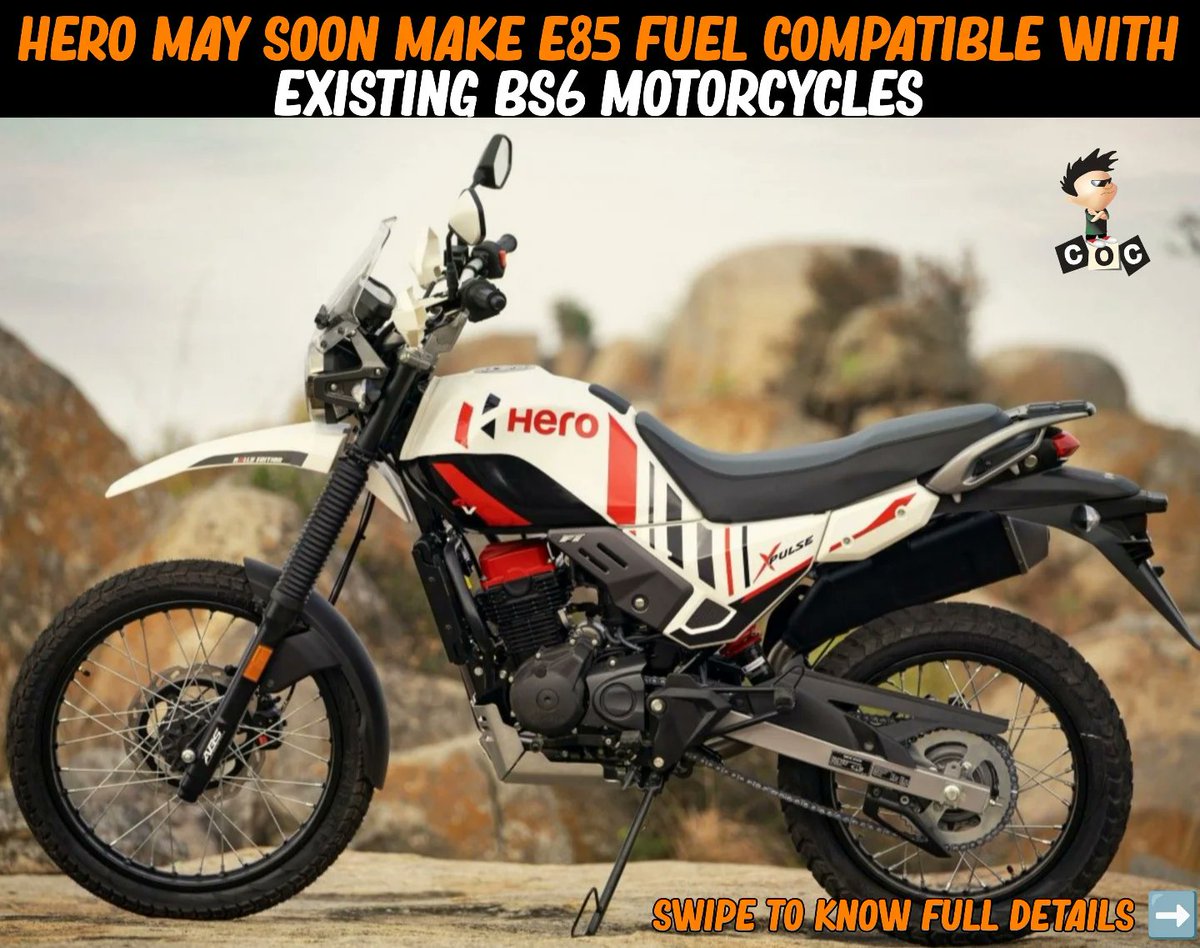 LeraGettys's tweet photo. Hero says older BS6 Gen-1 bikes may be adapted for E85 with a revised fuel pump, fuel filter, and ECU recalibration. Retrofit kits could support pre-OBD2 models, expanding flex-fuel access for existing owners. https://t.co/baDdY4kjqN