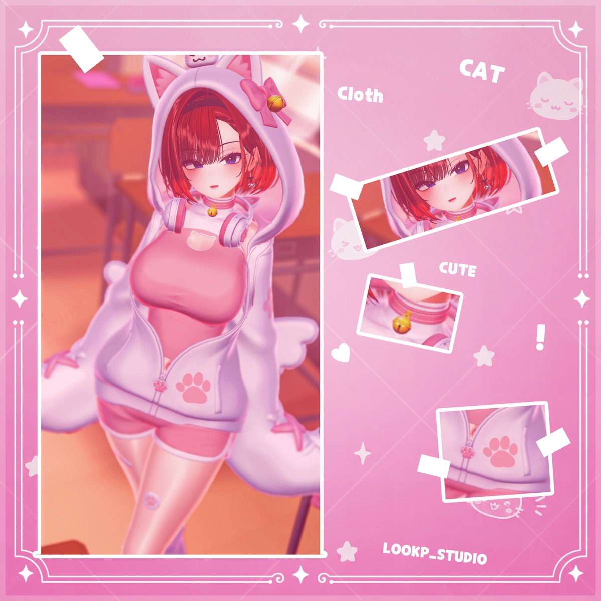 3D_LooKP's tweet photo. 🐾 Cat_NyangHood 출시 안내 🐾
【VRChat対応】Cat_NyangHood / キャット・ニャンフッド
사랑스러운 고양이 모티브를 가득 담은
포근하고 귀여운 캐주얼 오버핏 의상입니다🐈‍⬛💕

🛒 2026.09.10 (KST) 오후 2시 BOOTH 출시!
🔗 https://t.co/y8h1M70Ylr
📅 출시 기념 할인
9월 10일부터 9월 15일까지 특별 할인가로 만나보실 수 있어요✨

🎉 팔로우 & RT 이벤트
① @3D_LooKP 팔로우
② 해당 게시물 RT
참여해 주신 분들 중 추첨을 통해
총 5분께 Cat_NyangHood 풀세트를 선물로 보내드립니다🎁

이벤트 기간｜9월 10일 ~ 9월 15일
당첨자 발표｜9월 16일
많은 관심과 사랑 부탁드립니다~! 🐾💗

#LooKP_Studio #VRChat #VRChat衣装 #BOOTH