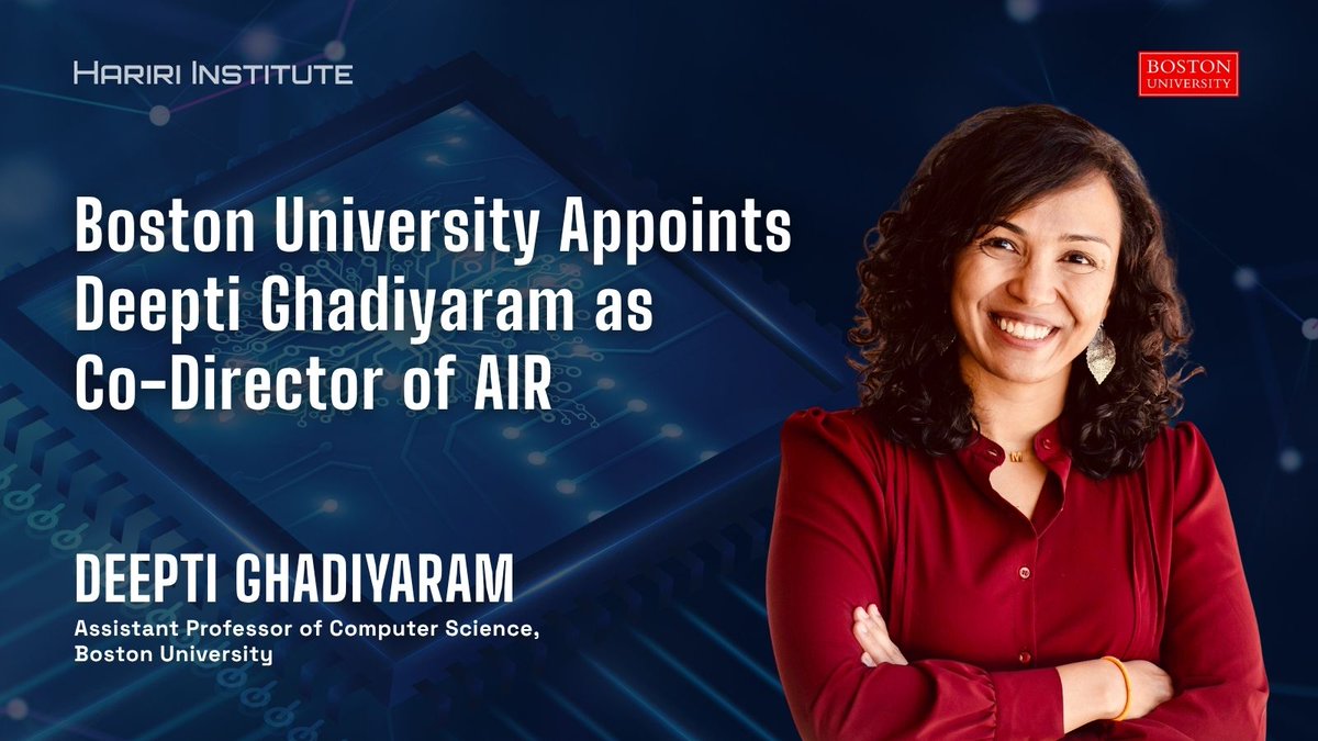 BU_Computing's tweet photo. Please join us in congratulating Deepti Ghadiyaram on her new role as the co-director of our Artificial Intelligence Research Initiative (AIR)! Deepti has been a core faculty member of AIR since summer of 2024 and will co-direct with Kate Saenko. Read more: https://t.co/wRj8jQUxTk