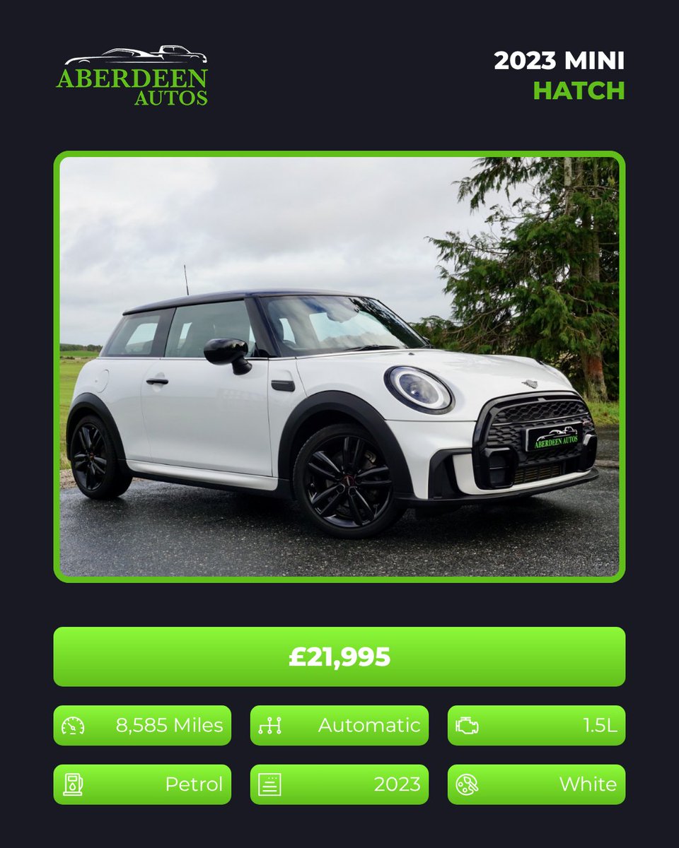 WavaShoffsmr's tweet photo. 2023 MINI HATCH 1. 5 Cooper Sport - £21, 995

1. 5L Petrol, Automatic 
8, 585 miles 

Part exchange welcome. Finance available from 8. 9% APR representative. Try our finance calculator and free finance check without affecting your credit score. https://t.co/cHTdy8GFms