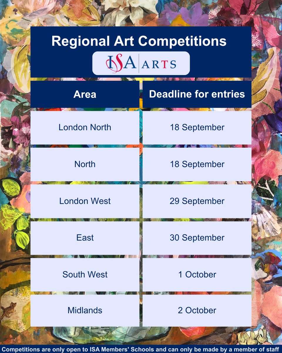 ISAartsUK's tweet photo. 🖌️ Have your young artists entered yet? 

There's not long left to submit entries for the Regional Art Competitions. We can't wait to see the incredible artwork from across each regions.

Enter now via our website ⏰https://t.co/RXrneAVPmj

@isaschools https://t.co/Gw9YGo8ygY