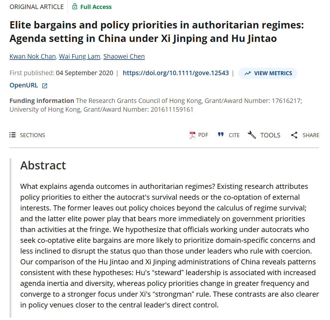 AGhiselliChina's tweet photo. SUPER SUPER SUPER SUPER INTERESTING STUFF IN @Gov_Journal 

"Elite bargains and policy priorities in authoritarian regimes: Agenda setting in China under Xi Jinping and Hu Jintao"

https://t.co/Wedkmb7TGf https://t.co/DgaPxlXDKV