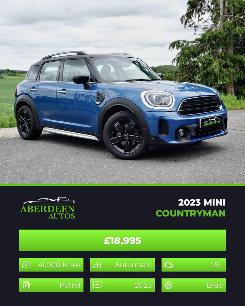LilianaPinrt's tweet photo. 2023 MINI COUNTRYMAN 1. 5 Cooper Classic - £18, 995

1. 5L Petrol, Automatic
41, 000 miles
Part exchange welcome. Finance available from 8. 9% APR. Contact Aberdeen Autos for details. https://t.co/TKabpNbcdB