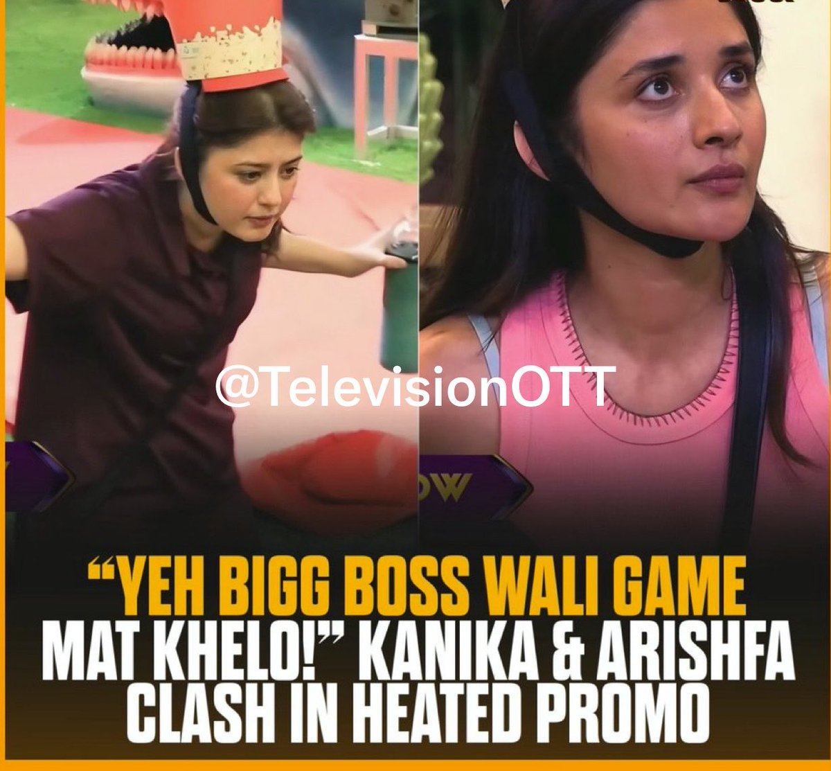 TelevisionOTT's tweet photo. Kanika Mann aur Arishfa Khan ke beech recent promo mein hua heated argument! 🔥

Kanika ne Arishfa ko kaha, “Yeh Bigg Boss wali game mat khelo, normal baat karo agar aati hai toh.” 👀

#KanikaMann #ArishfaKhan #BiggBoss20 https://t.co/GLq00ZAWxM