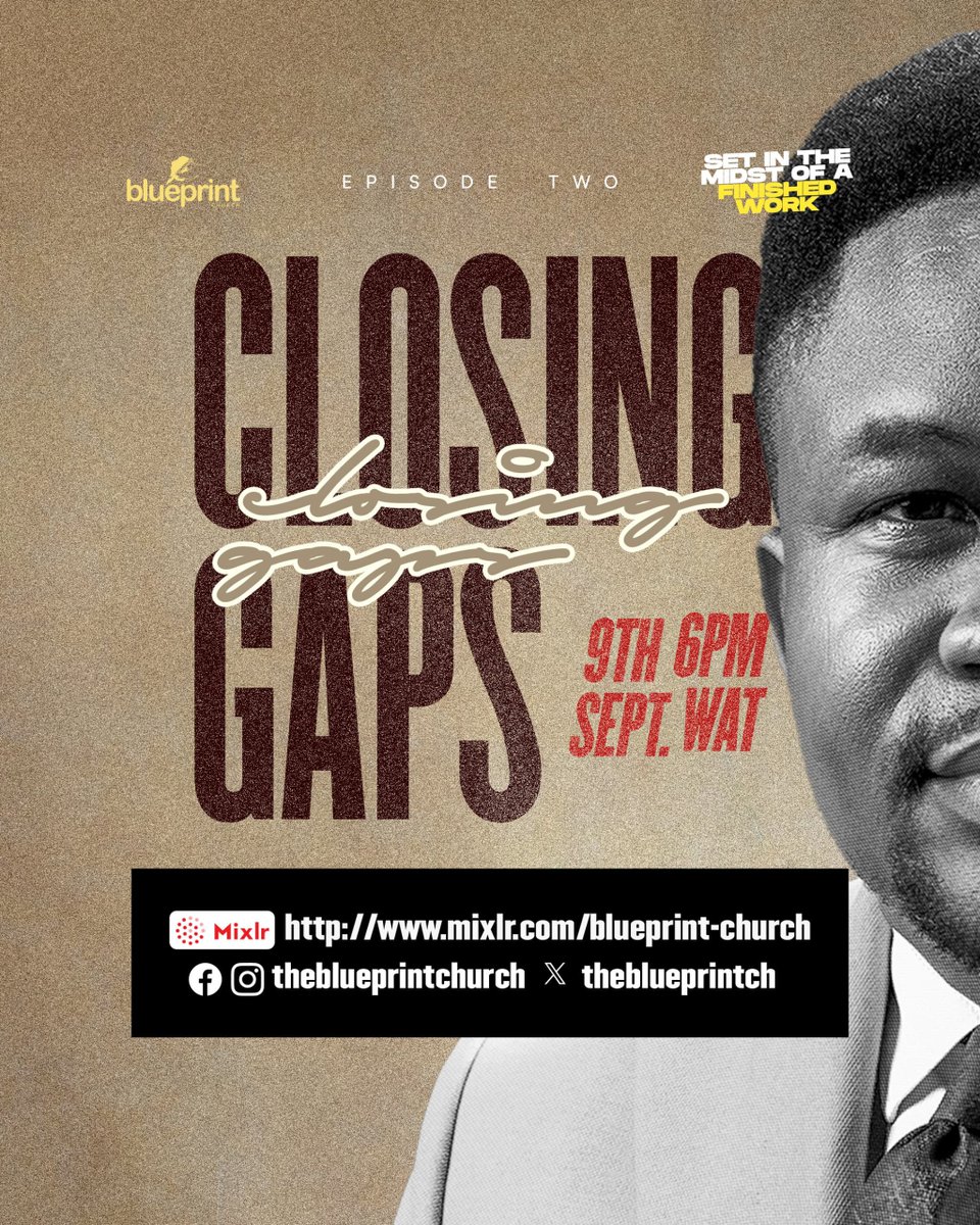 TheBlueprintCh's tweet photo. Join our Vibe Wednesday Service Experience! ๐
.
.
You'd certainly have a beautiful time in God's presence as Jesus is unveiled!
The link to join is in our bio.
See you there! ๐
#ClosingGaps
#SetInTheMidstOfAFinishedWork
#VibeWednesday https://t.co/QI49wkKngT