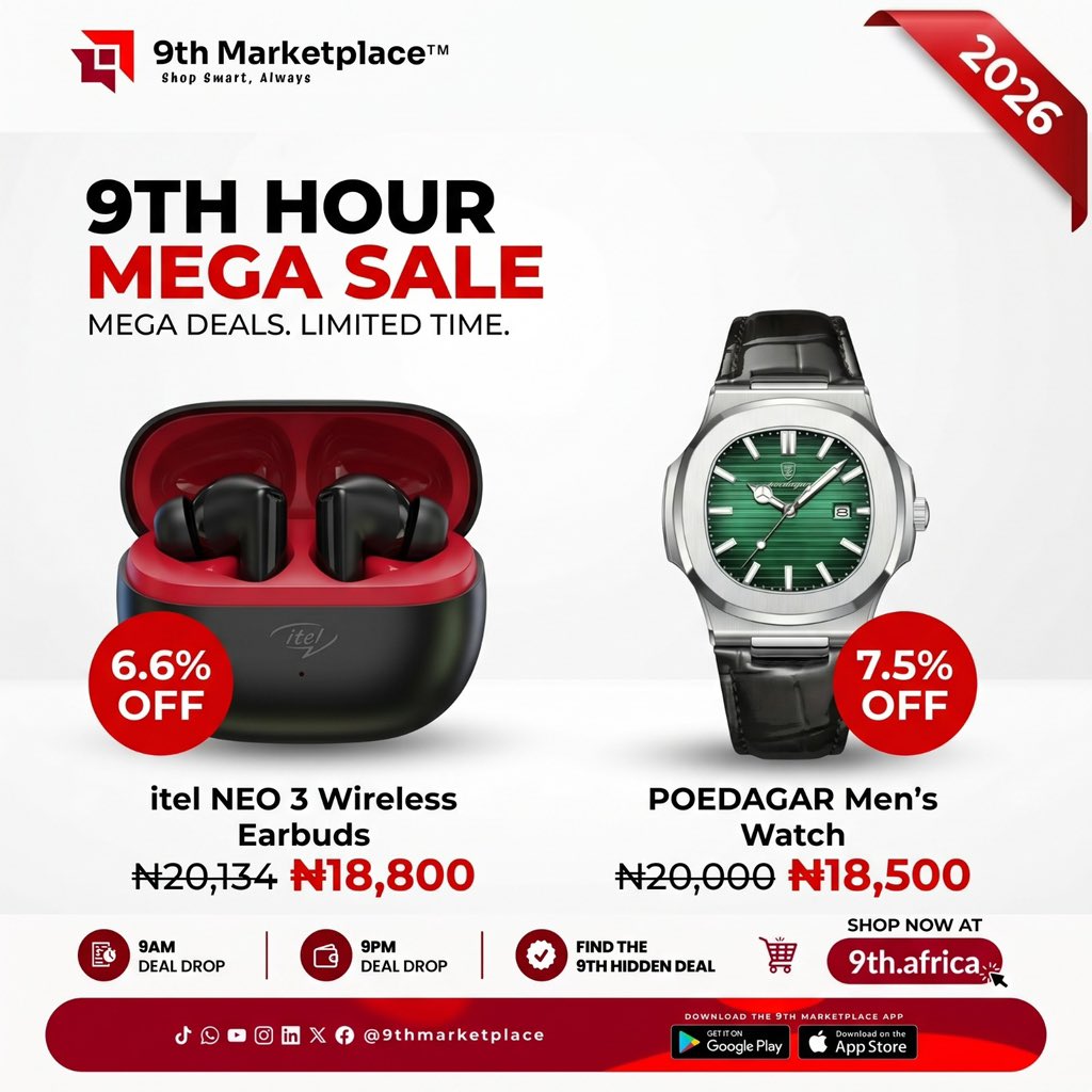 9thmarketplace's tweet photo. 9TH HOUR MEGA SALES 2026 is LIVE!

Shop special deals from 9th–19th September, with new offers dropping at 9 AM &amp; 9 PM.

Plus, find our Hidden Deals for 20% OFF.

Shop now: https://t.co/mDZe0iwQ2o

#9thMarketplace #9thHourMegaSales #ShopSmartAlways https://t.co/mv8fheMdkN