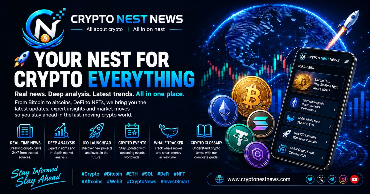 Bit_Nest's tweet photo. 🚀 Your one-stop destination for everything crypto.

Stay updated with real-time news, deep market analysis, ICO launches, whale movements, crypto events, and the latest trends.

The crypto market moves fast. Stay informed and stay ahead. 📈

#Crypto #Bitcoin  #Web3 #CryptoNews https://t.co/rWTRMx3oVh