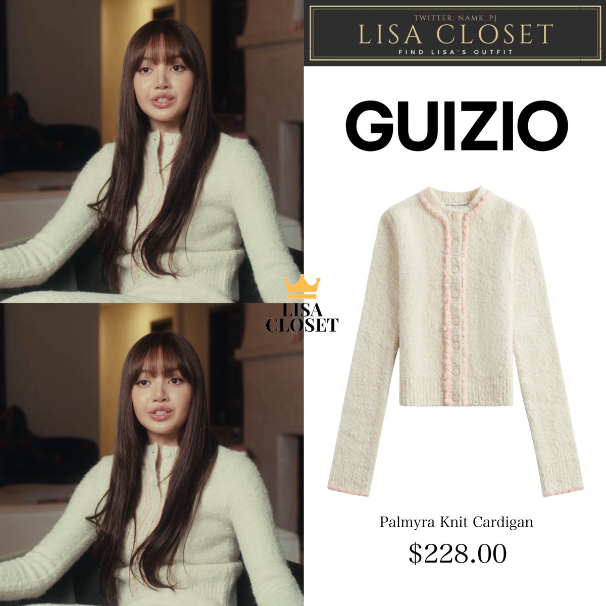 namk_pj's tweet photo. [260909 YT: @wearelloud ] LISA - Always Lalisa (Official Trailer) ✨(2/2)
Sunglasses 74,000฿ ($2,250)
Fuzzy Cardigan 7,500฿ ($228)
Cardigan 3,500฿ (apprx. $105)
Tee 1,880฿ ($65)
#LISA_CLOSET
#LISA #LALISA 
#WeAreLLOUD
#라리사 #리사 
#LISA_SaWaDiKa 
#AlwaysLalisa https://t.co/5mncEuzm1A