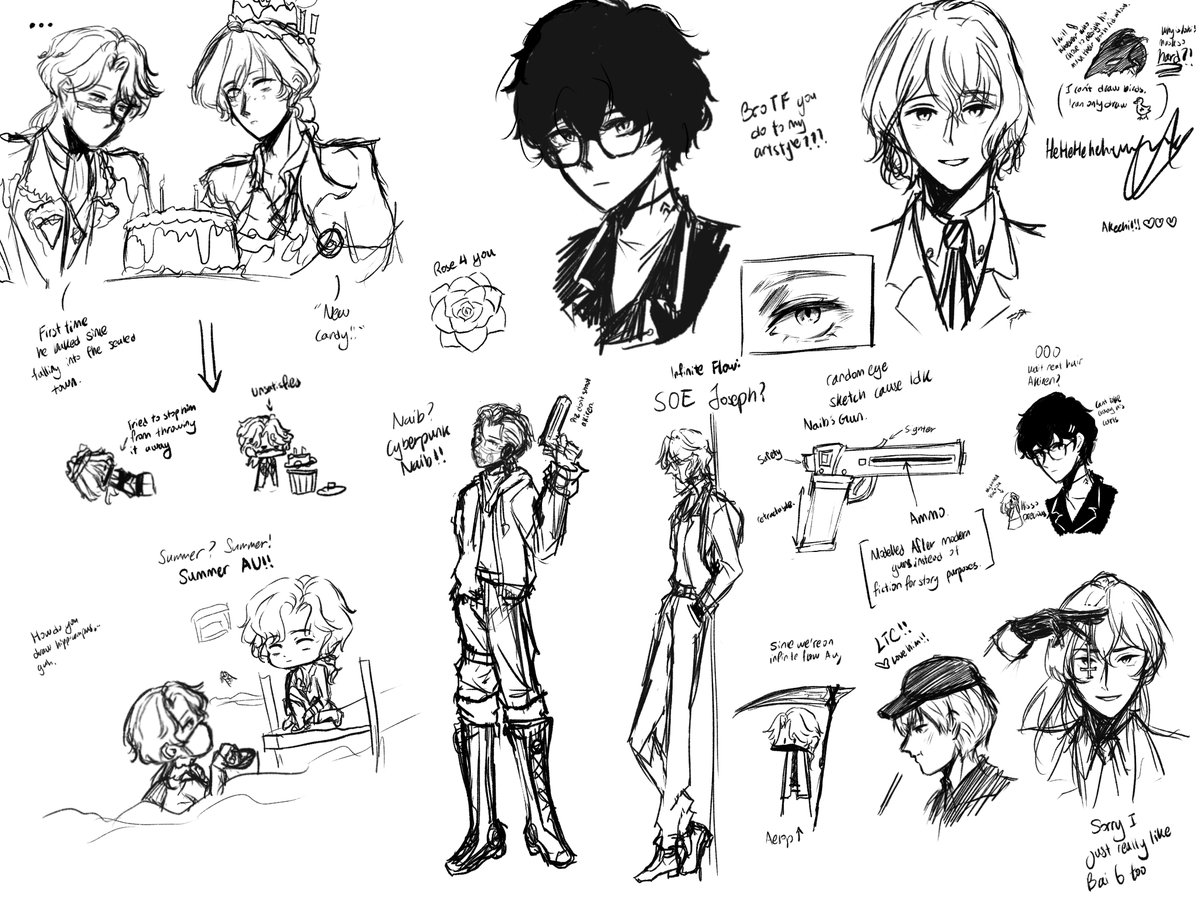 Kader_E1l's tweet photo. Idk just a bunch of random doodles there’s like 4 fandoms in this sketch https://t.co/VmzGNTk71L