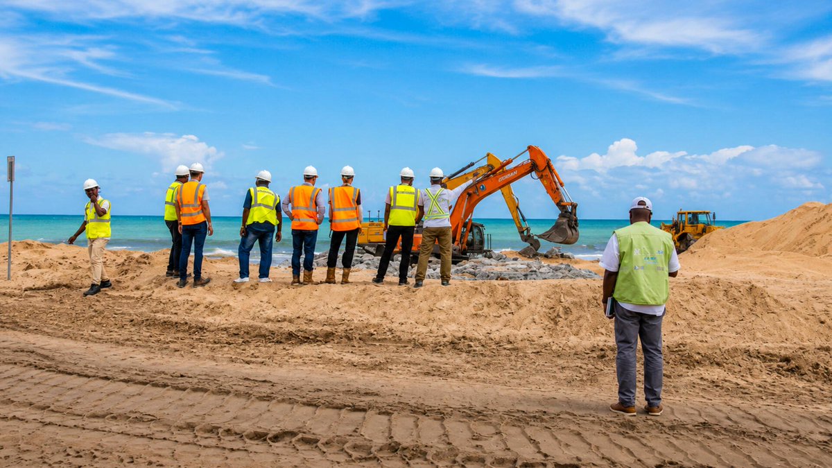 ALambim0's tweet photo. 25 épis sur 26 déjà installés entre Agbodrafo et Kpémé. Pendant que certains parlent, le chantier avance. Le #Togo ne va pas rester les bras croisés à regarder la mer grignoter ses terres. On agit pour protéger les populations et les infrastructures.#WACA #Littoral #Environnement https://t.co/cNYVCW4XjG