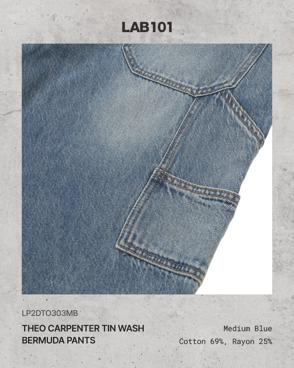 VeniceChanaw's tweet photo. [Carpenter Bermuda Pants]
Bermuda-fit denim pants featuring standout carpenter details and a vintage medium-blue wash. https://t.co/Xpy9HKL86H