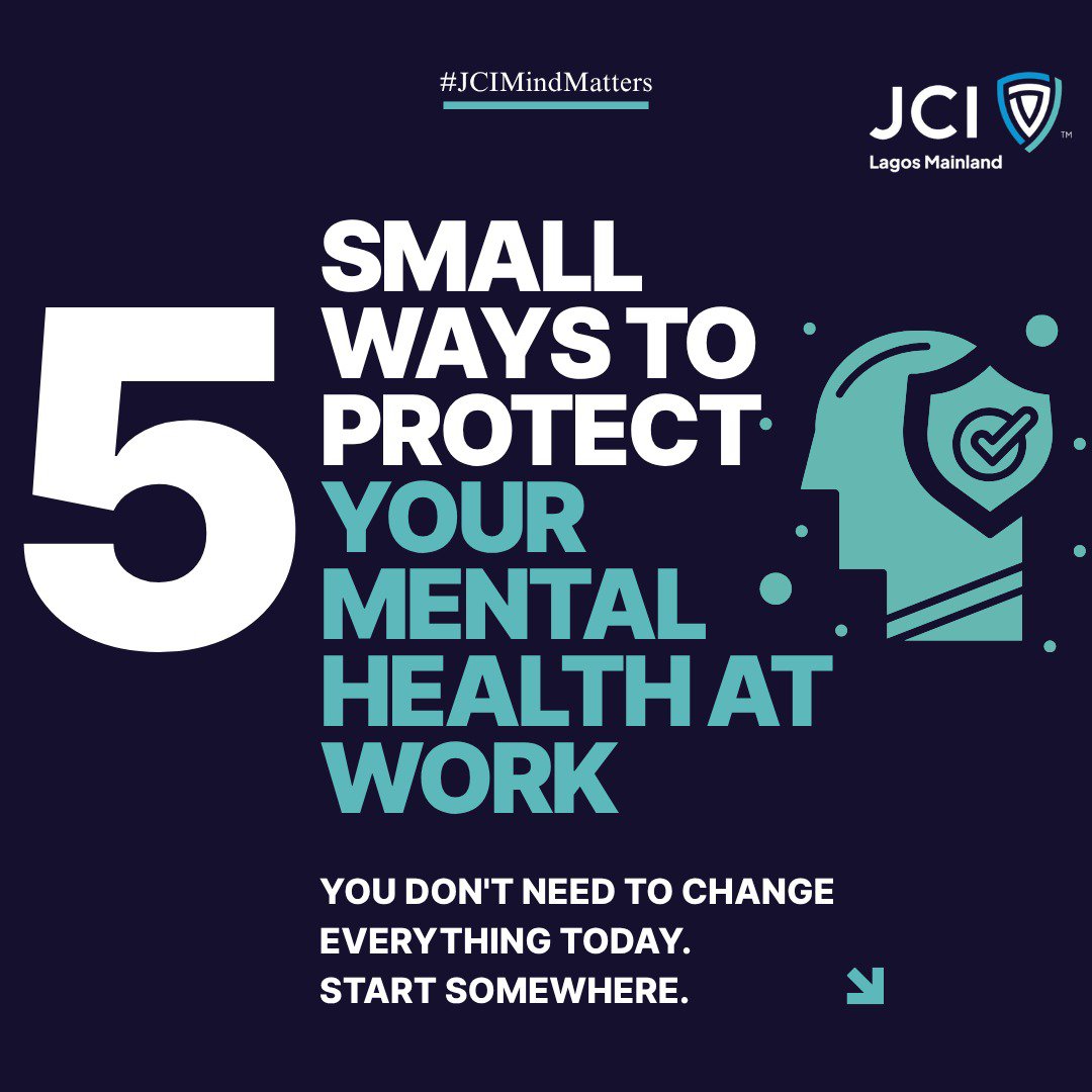 jcilagosmailand's tweet photo. Now, we're giving you tips to use when you're all by yourself.

PS: Setting boundaries doesn't mean become less competent. It only means don't overdo things to the point where you're so drained.
Give your excellent best at work!
#JCILagosManinland #JCIMindMatters https://t.co/Fk8NFir8dm