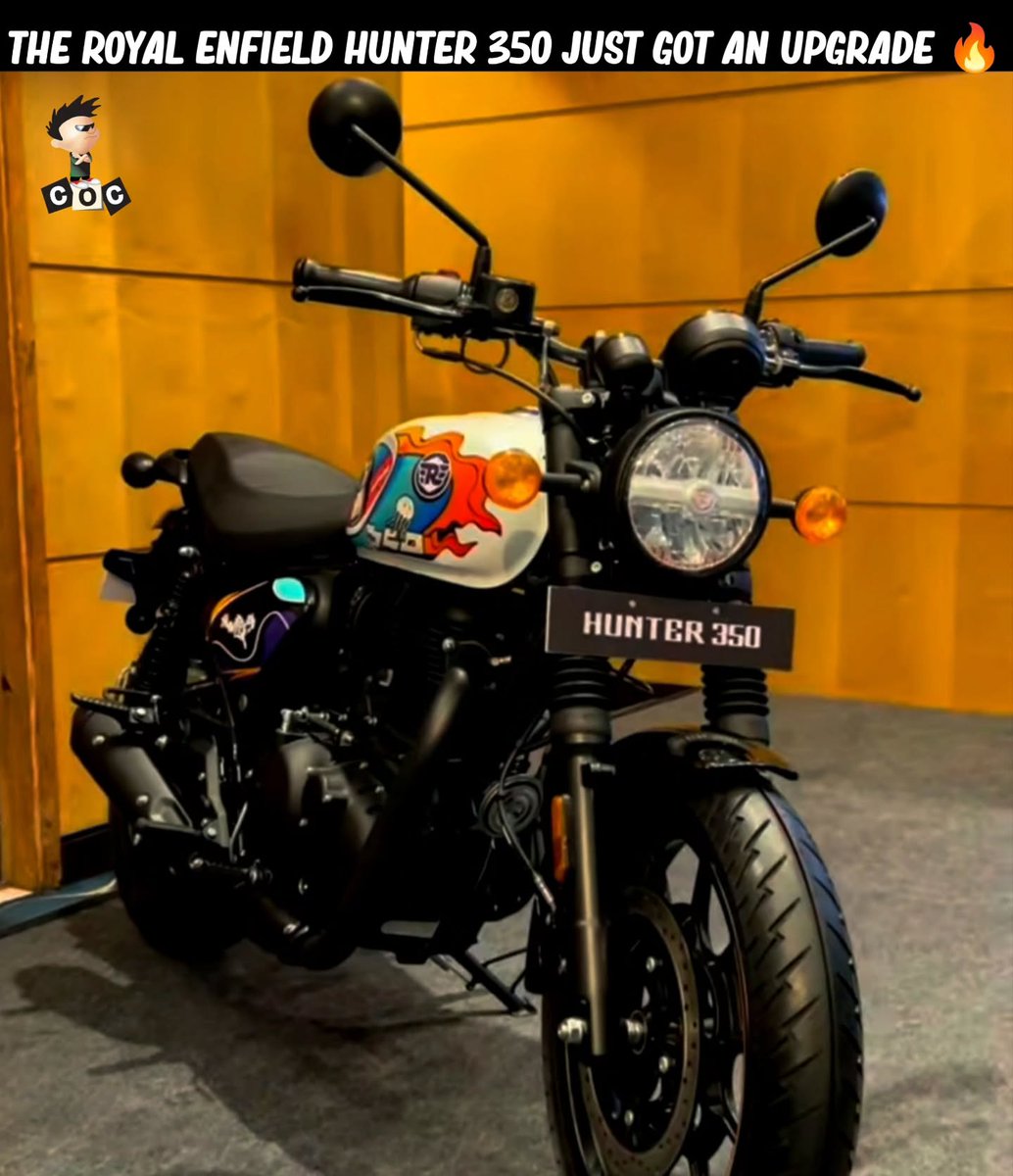 KendallAppxk's tweet photo. Royal Enfield introduces the Hunter Base Premium at ₹1. 49 lakh. It adds alloy wheels, tubeless tyres, a digi-analog cluster, and slip-assist clutch. New top-variant colours: Mumbai Yellow and Moonshot White. https://t.co/rUTKuCr60j