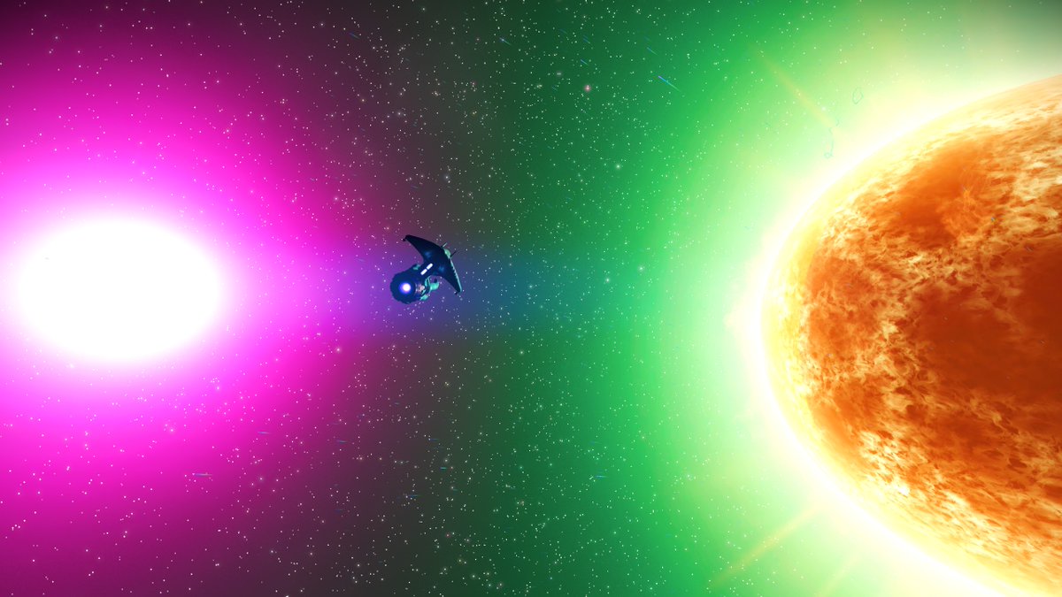 stiuws2628's tweet photo. In a binary solar system, you can visit both stars. #NoMansSkyCosmos @hellogames @NoMansSky https://t.co/RS7WJPbzTs