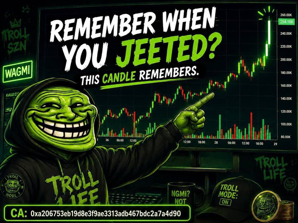 RealJimoh001's tweet photo. Got it 👀 Believe the setup before the breakout, manifest the $3K target. 🚀🔥

$trollcto

0xa206753eb19d8e3f9ae3313adb467bdc2a7a4d90 https://t.co/lkTR31HZJD