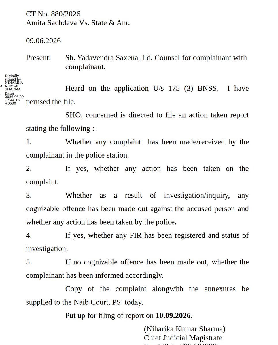 SachdevaAmita's tweet photo. Application seeking FIR against Dhruv Rathee listed tomorrow, we will not allow anyone to speak derogatorily about Hindu Dharma and our Deities

On the last date of hearing, the Court had called for an Action Taken Report from the concerned SHO.

We will place on record:

• Order dated 03.07.2026 of the Hon’ble Delhi High Court in W.P.(C) 8617/2026, directing the GAC to decide our appeal;

• The subsequent GAC Order dated 15.07.2026 allowing the appeal, observing that Dhruv Rathee’s video hurts religious sentiments, and directing YouTube to take the video down; 

• That the video has since been withheld in India, while the issue of global injunction remains pending before the Hon’ble Delhi High Court; and 

• Order dated 11.08.2026 of the Hon’ble High Court, directing YouTube to act on any re-upload of the same/similar content when the Petitioner brings such links to its notice.

The Criminal process and the Writ process will proceed on their own merits. 

No intermediary and no individual is above the law.

Jai Shri Ram 🙏
Jai Shri Krishna 🙏