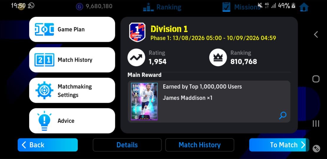 Jakagamingefb's tweet photo. You can sleep today with this ranking and wake up tomorrow to find yourself in one million 🤧
#efootball https://t.co/CnAb5MZCwK