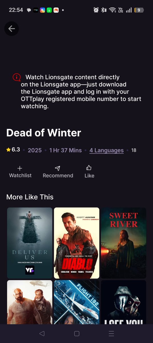 nitinnarle's tweet photo. Hi @ottplayapp @LionsgatePlay Please check. I have an active subscription plan that includes LionsgatePlay, but I’m still unable to play any content through the LionsgatePlay Please look into this issue and help resolve it.asking me to subscribe but I already hv part of ottplay. https://t.co/2mpzOwedKa