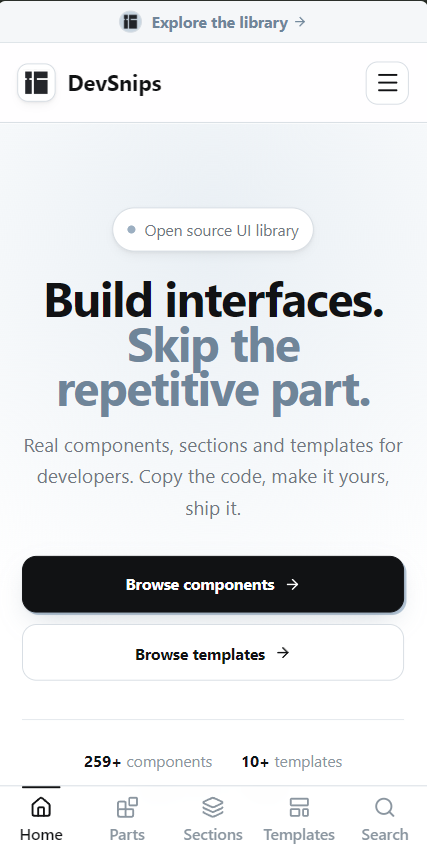 _sarthak_buddy's tweet photo. Day 33 of building DevSnips.
After the CLI, I started the new site. Itβs not finished. This is the testing build.
Whatβs already there:
β Home β Components / Sections / Templates
β Filters for All
#day33 #buildinpublic #DevSnips https://t.co/2Ee54QKnSf