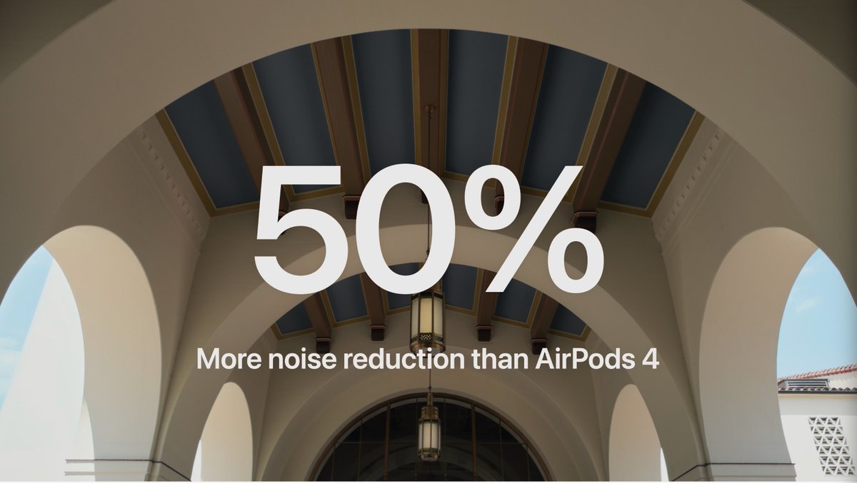 zollotech's tweet photo. AirPods 5 #appleevent
-Next Gen adaptive EQ
-50% more ANC
-Improved Transparency
-Hands free Siri AI
-Live translation
- more durable
- 4 hours of listening with ANC
- $129 with ANC
- AirPods 5 with wireless charging is $149 https://t.co/3LlWaefcA9