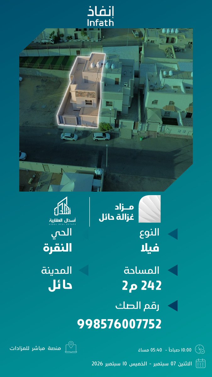 asdallsa's tweet photo. مزاد غزالة حائل 

فرصة عقارية #حائل  🏡(فيلا سكنية) 

#إنفاذ #مزاد #عقار 

التفاصيل ورابط المزاد ⏬️
https://t.co/7bIezQJijL https://t.co/meRU6K9WSf