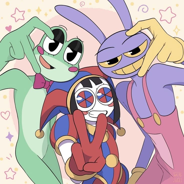Rajeshr51649148's tweet photo. Pomni Jax & friend locking in the cutest chaos 🎪💜💚
#TheAmazingDigitalCircus #TADC #Pomni #Jax #DigitalCircus #FanArt #TADCFanart #CircusCrew #GlitchGang https://t.co/Y9HGwE9vLQ